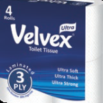Velvex Toilet Tissue Printed 3Ply 4s Unwrapped